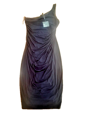 see you monday black dress See You Monday Little Black Dress Stretchy Size XL Off 1 Shoulder NWT!!
