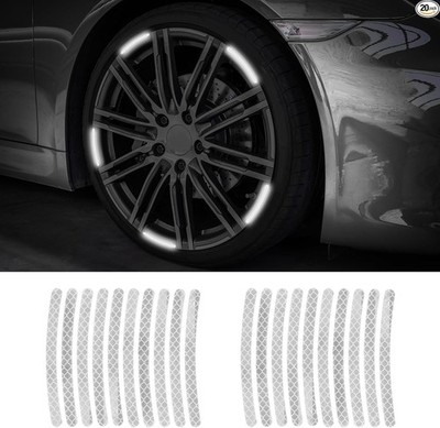 20PCS eflective Wheel Decorative Stripes, Night Safety Warning T Color: White