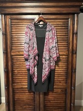 Studio One Paisley Handkerchief Layered Kimono Overlay Dress Boho Size 18W