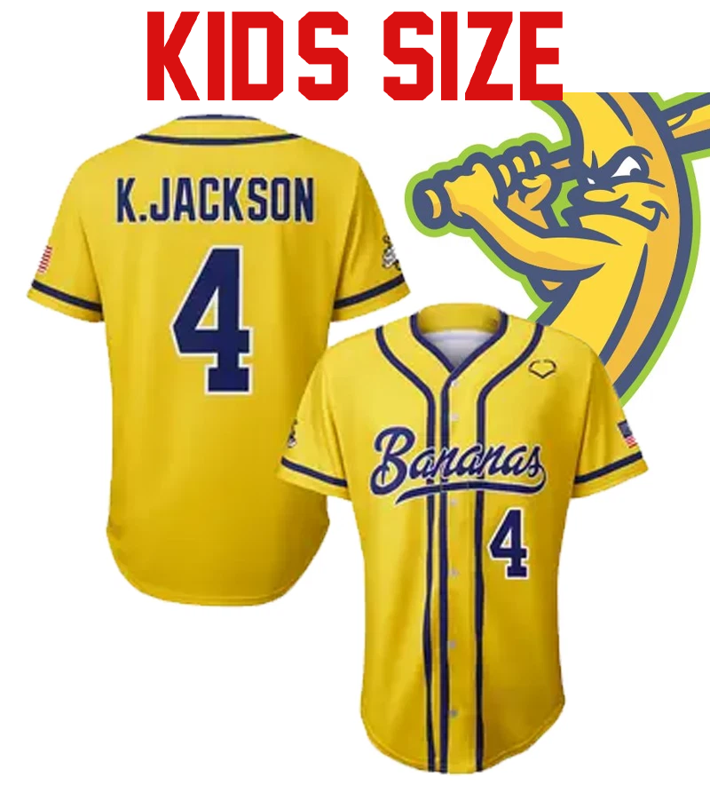 Savannah Bananas #4 Jackson Baseball Jersey Kids Youth Size All Size QT839