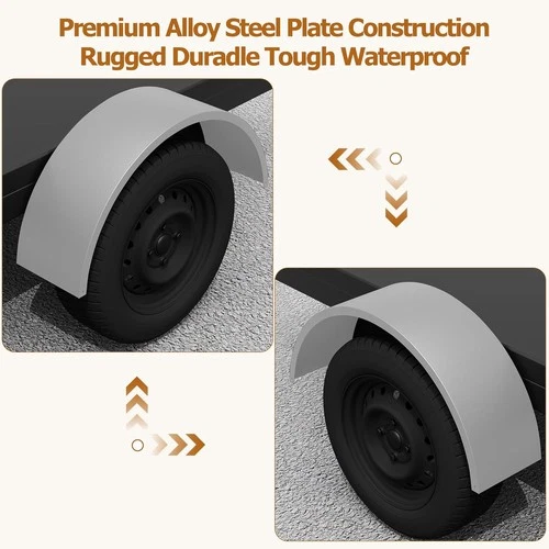 Pair of Steel Round Single Axle Trailer Fenders & Backs For 14" 15'' 16" Wheels - Bild 4 von 8