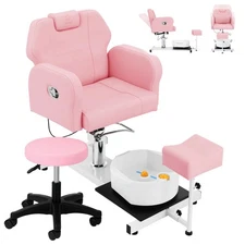 No Plumbing Pedicure Chair, 360° Swivel Spa Station for Beauty Salon Technician