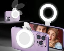 360  LED Ring Light with Mirror  Phone Holder  3-In-1 Rechargeable Makeup Light