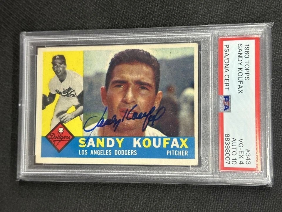 Sandy Koufax 1960 Topps Centered Hand Signed PSA 4 Auto 10 Dodgers #343