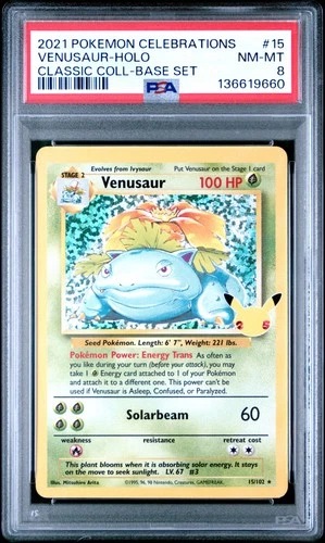 2021 POKEMON CELEBRATIONS CLASSIC COLL #15 VENUSAUR-HOLO PSA 8