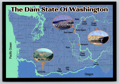 Postcard The Dam State of Washington Map