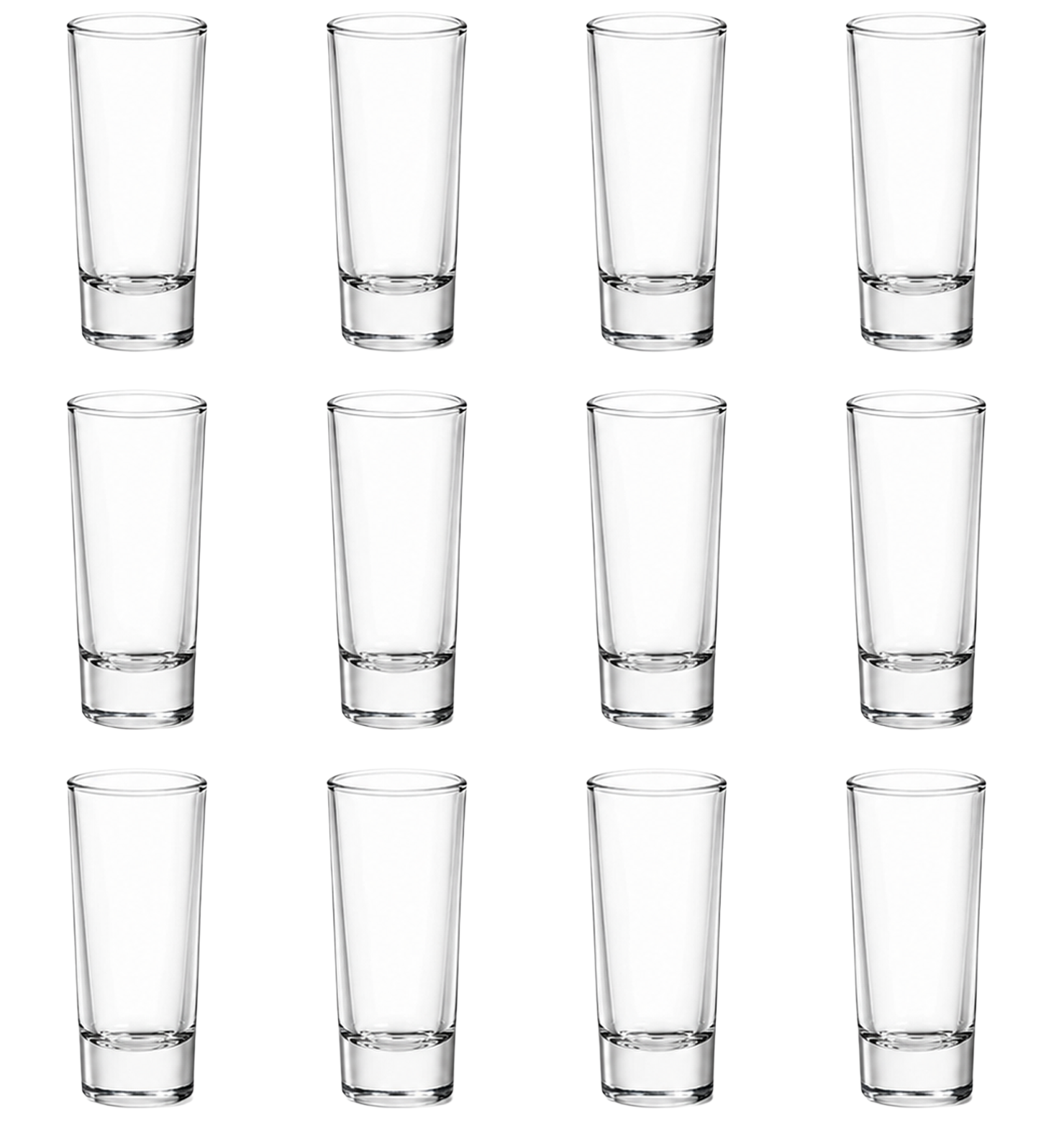 Shot Glasses 60ml Shooter Glass Set of 12 Large Vodka Home Bar Alcohol Shots