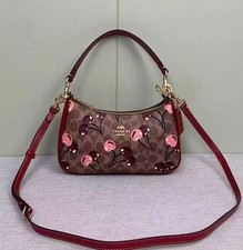 Coach Teri Shoulder Bag In Signature Canvas With Cherry Print CY694 NEW