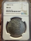 1883 O Morgan Silver Dollar NGC MS 63