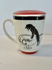 Metropolitan Museum Of Art Cat Ceramic Mug w/Tea Infuser and Lid