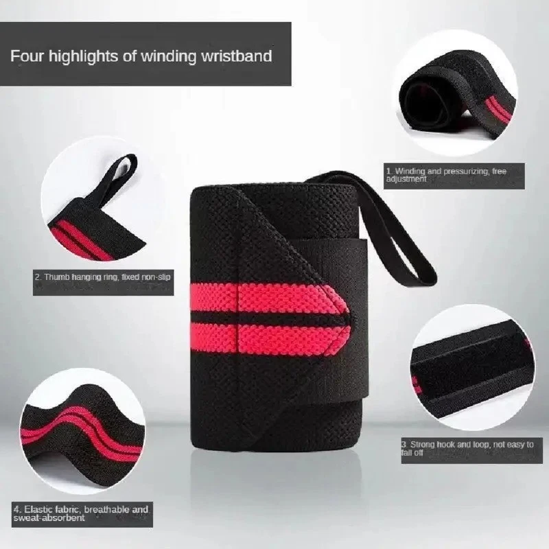 2PCS Wrist Wraps Weight lifting Gym Straps Support Elasticated Hand Bandage - Image 3 of 4