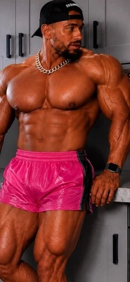 Short sprinter brillant PU-Nylon brillant Glanz D-Mode-Welt Allemagne rose cerisé grand - Photo 1/4
