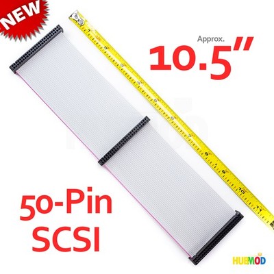 NEW 10.5'' 50-Pin SCSI Internal Ribbon Flat Cable F/F 3-Connector 2-Device Drive