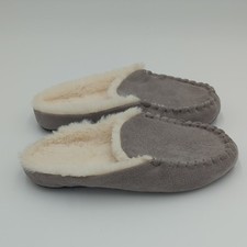 Gold Coast Women's Plush Slippers Faux Suede Small Gray Faux Fur New Slip On