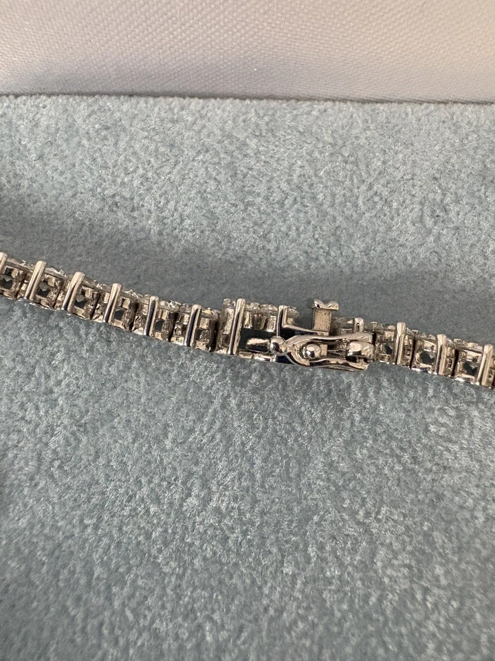 Epiphany QVC Sterling Silver Platinum Clad Diamonique 18" Tennis Style Necklace - Image 4 of 4