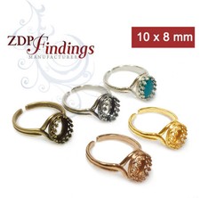 4pcs Oval 10x8mm Quality Cast Ring Bezel Cups For Setting Choose - ZDP Findings