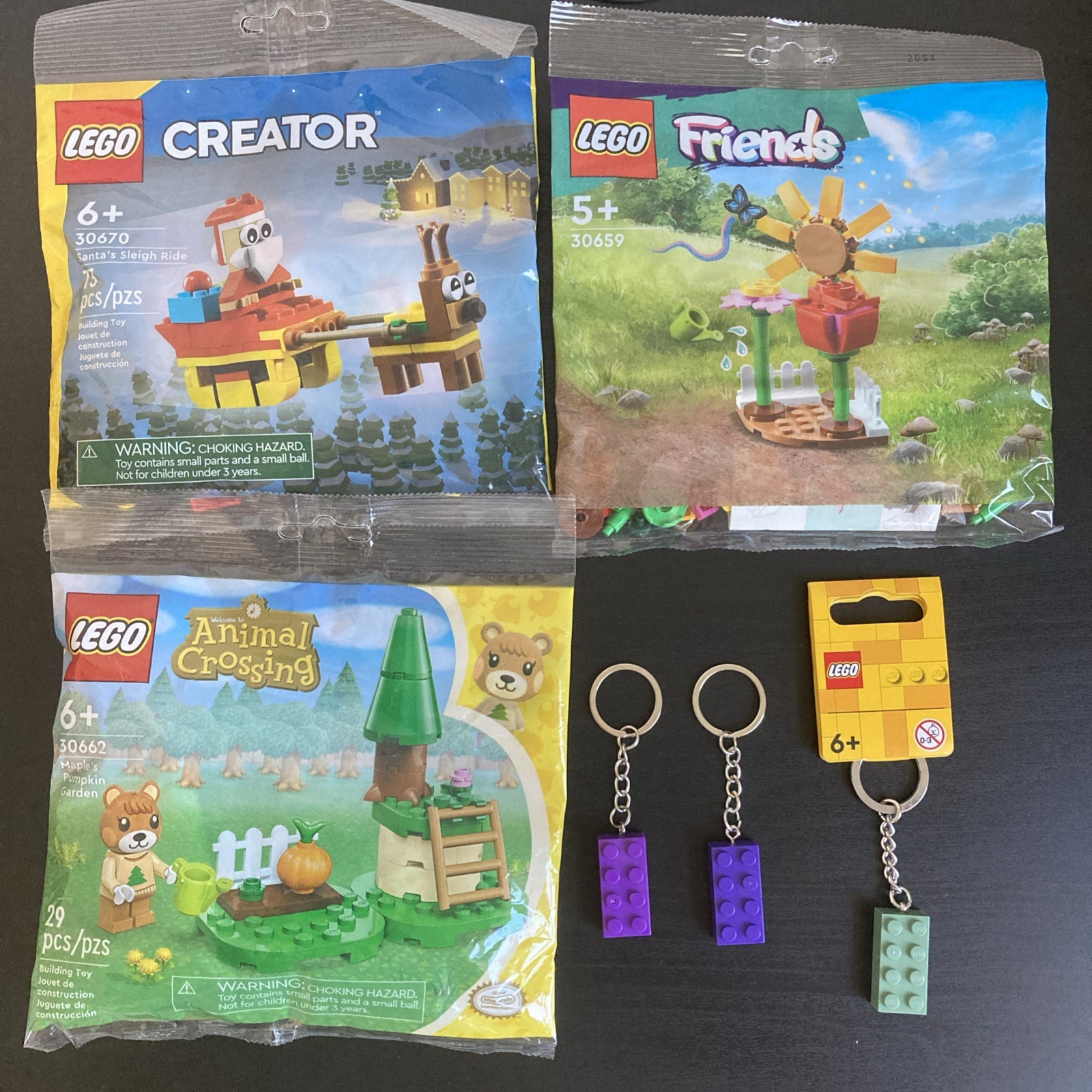 LEGO Animal Crossing Friends Polybag Keychains Lot 30670 30659 30662