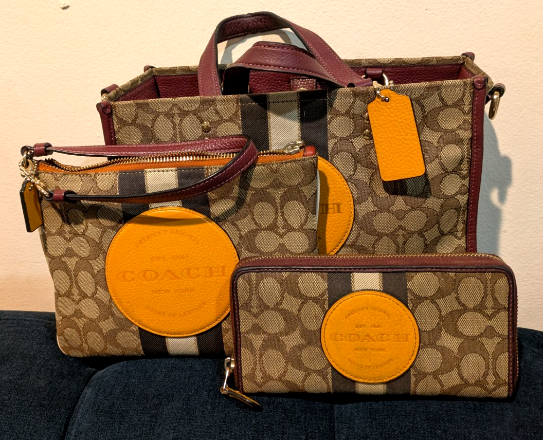 Coach~Sachel~American Original~Orange~Logo~Canvas~Bag~Set! | eBay