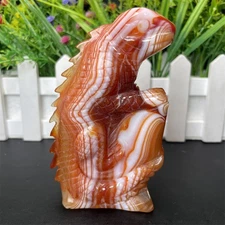 0.5LB 4.1" Rare Top Carnelian Sardonyx Lizard Carving Crystal Quartz Figurine