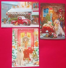 "Dogs, Friends, On Route 66" (3) Leanin Tree Christmas, NY Cards & (3) Envelopes