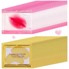24K Gold Eye Mask & Collagen Lip Mask Set 40pcs Hydrating Skincare