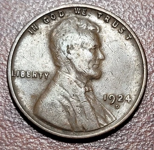 1924-D Lincoln Wheat Cent VF+ Semi-Key Date Original Toning Problem Free Coin
