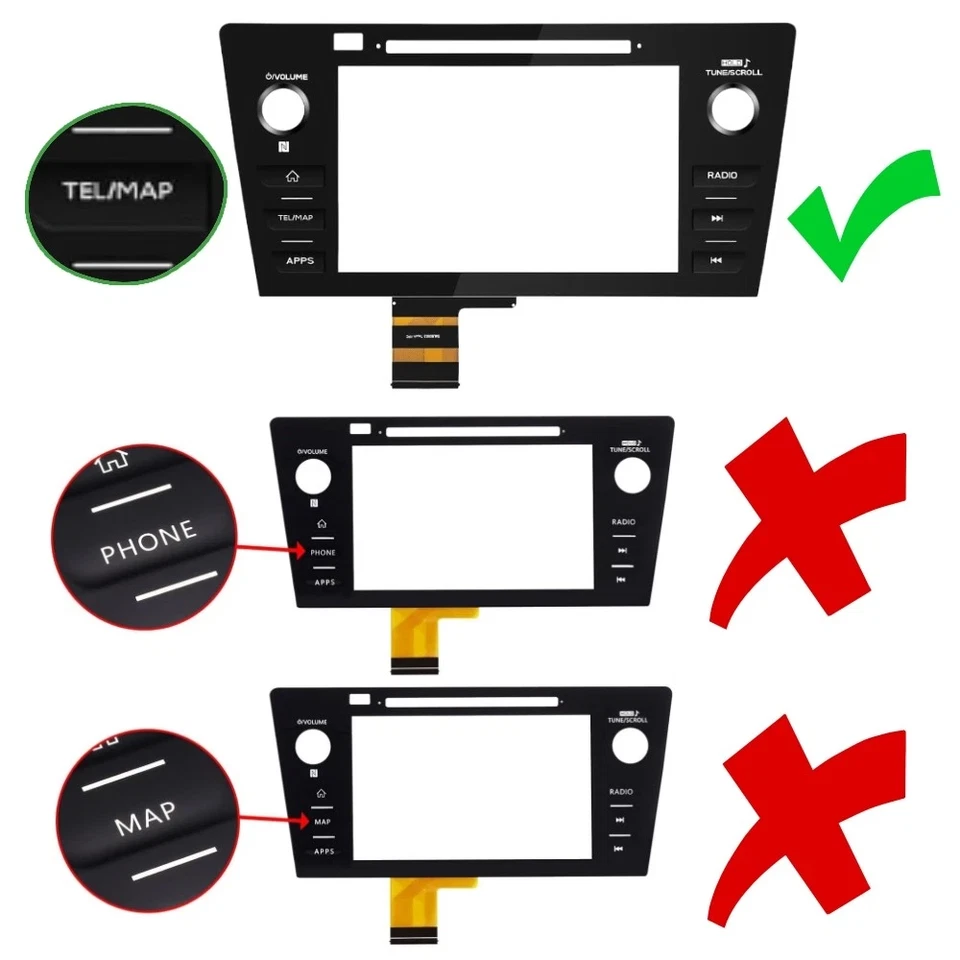 For 2018 2019 Subaru Legacy & Outback Radio Touch Screen Digitizer (TEL/MAP） Foto 2 de 4