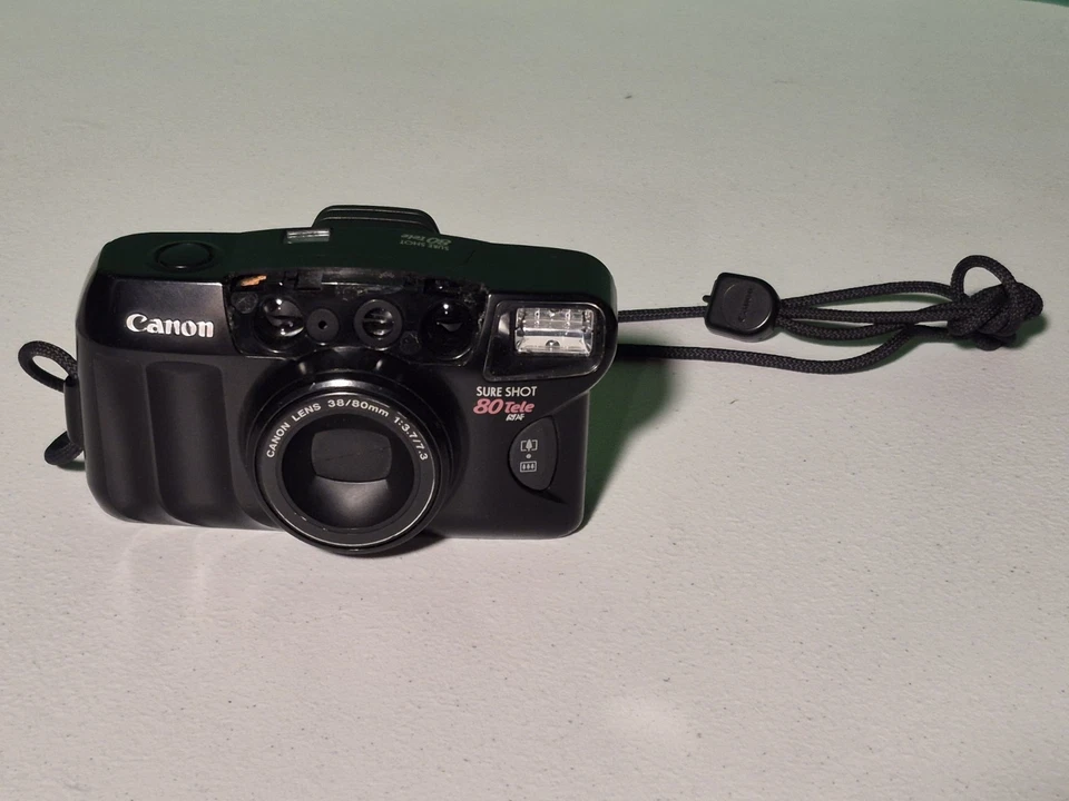 Cámara fotográfica Canon Sure Shot 80 Tele 35 mm punto AF probada funciona Foto 2 de 4