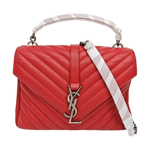 【Authentic】 Yves Saint Laurent COLLEGE Red Suede Handbags (DDP)