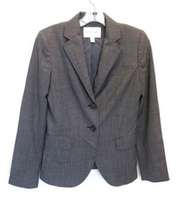Banana Republic Jacket Blazer Sz 6 Gray 2 Button Lined Stretch Wool Lightweight