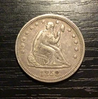 1858 Liberty Seated Silver Quarter, XF. Great Patina! H168