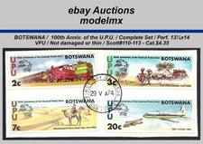Botswana, 1974, Complete Set Of UPU Anniv, VFU, On Piece, Sc.#110-113, Cat.$4.35