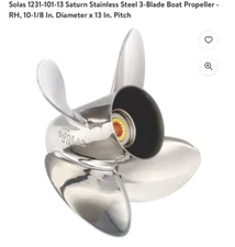 Solas 1231-101-13 Saturn Stainless Steal 3 blade brass boat propeller