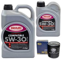 MotoröL Set SAE 5W-30 Plus Meguin 6 Liter + ÖLfilter FüR Mazda 3 2.3 MPS Turbo