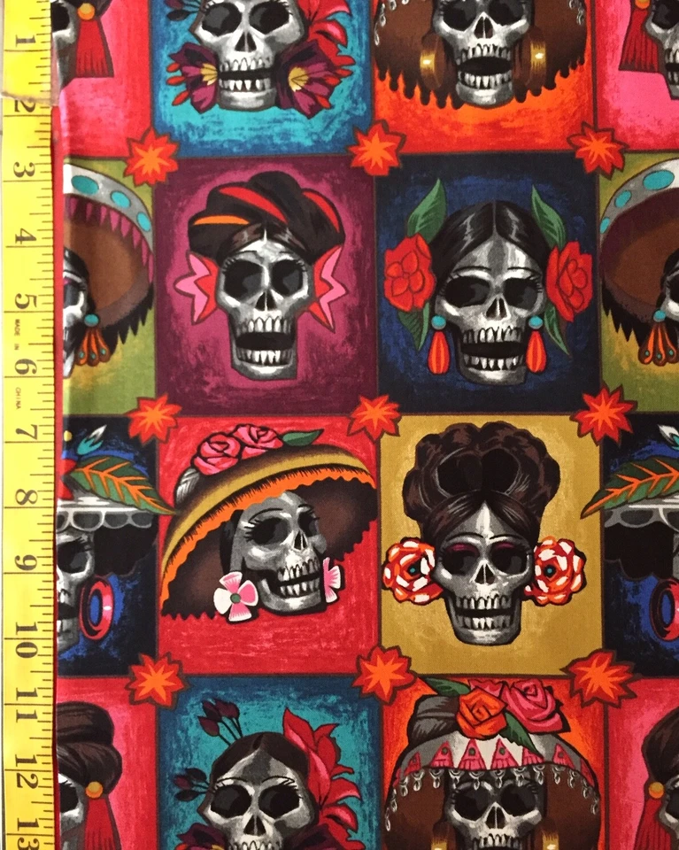 La Señoras Bright & Dark Alexander Henry Fabric Skulls Mexican Sugar - Image 2 of 4