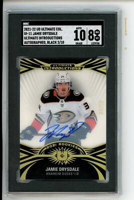 SGC 8 Auto 10 Jamie Drysdale RC 2021-22 UD Ultimate Introductions Black ...