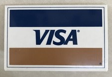 Vintage 70s VISA Navy Gold Credit Card Business Sign Stand Acrylic 4“ x 2.5“
