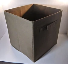 Collapsible Storage Bin 11x11 Cube Fabric Cardboard Handles Basket Olive Drab