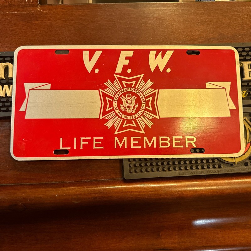 VFW Life Member Booster License Plate Veterans of Foreign Wars USA Military