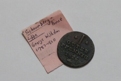     GERMANY SCHAUMBERG-LIPPE 1 PFENNIG 1826 B73 #6997
