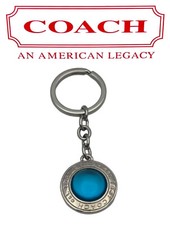 Coach Vintage 3D Silver Blue Glass Snaphead Bombe Key Fob Gift Option Available