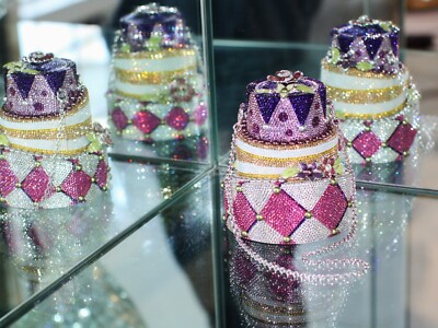 Judith Leiber Frosted Wedding Cake Purse Flowers Swarovski Crystal