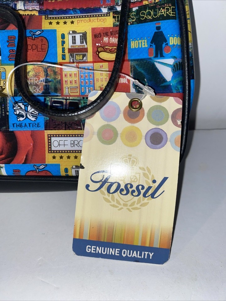 Fossil Vinyl Graphic Purse Metro Broadway Times Square Central Park NWT