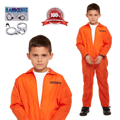 Kids Prisoner Costume Jailbird Orange 