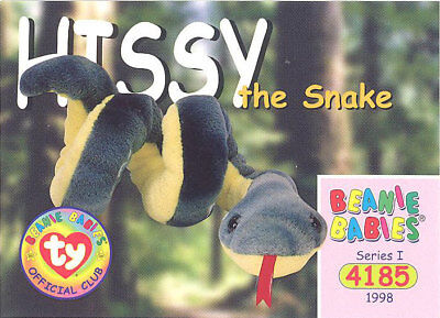 TY Beanie Babies BBOC Card Series 1 Common HISSY the Snake NM/Mint