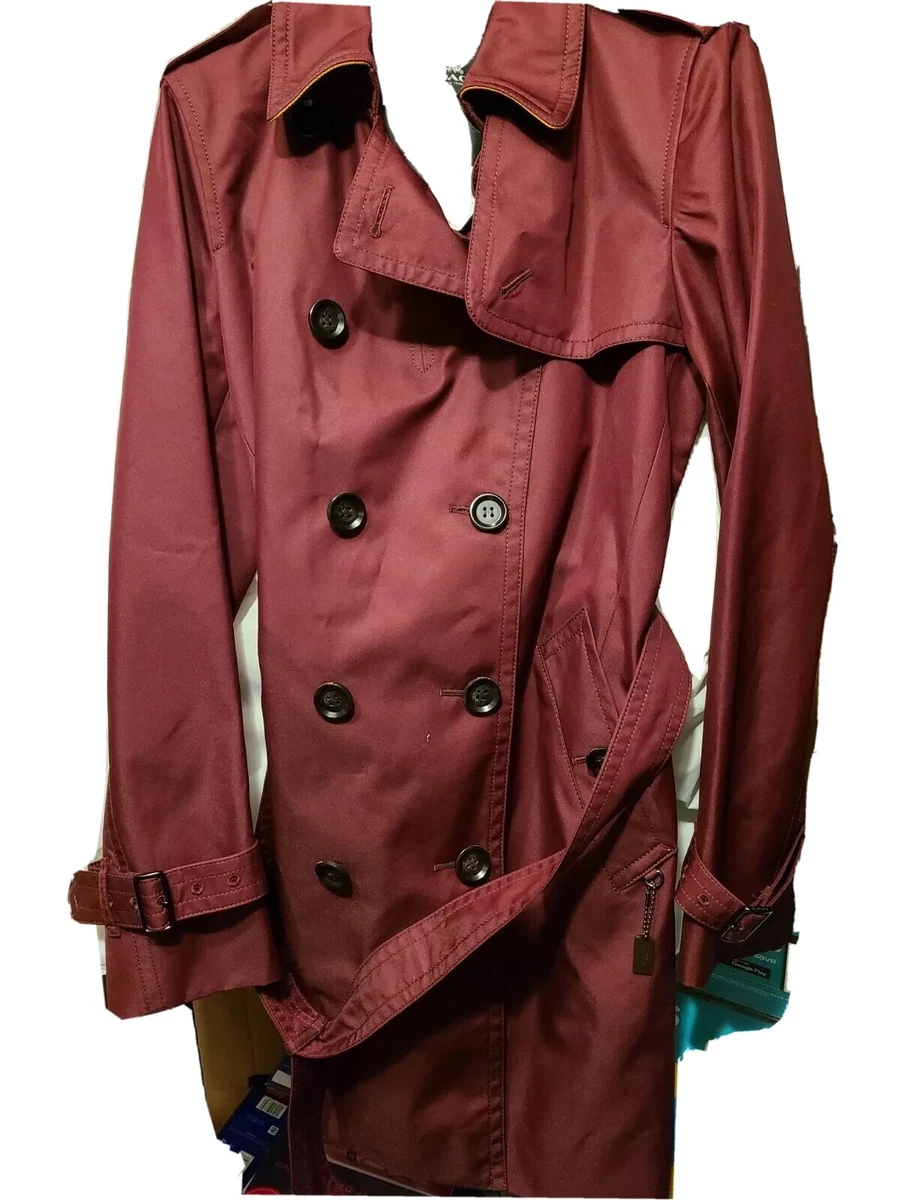 Wine colored trench coat sale