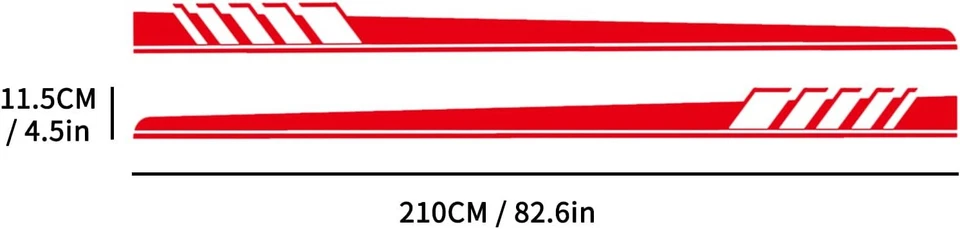 2件装通用汽车车身侧装饰装饰长条纹图形贴花贴纸-红色 — 第 2/4 张图片