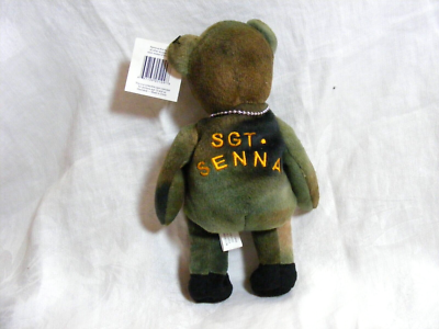 Vintage 1999 Senna Bears SGT. Senna Y2K Camo Bear with Dogtag 4-f