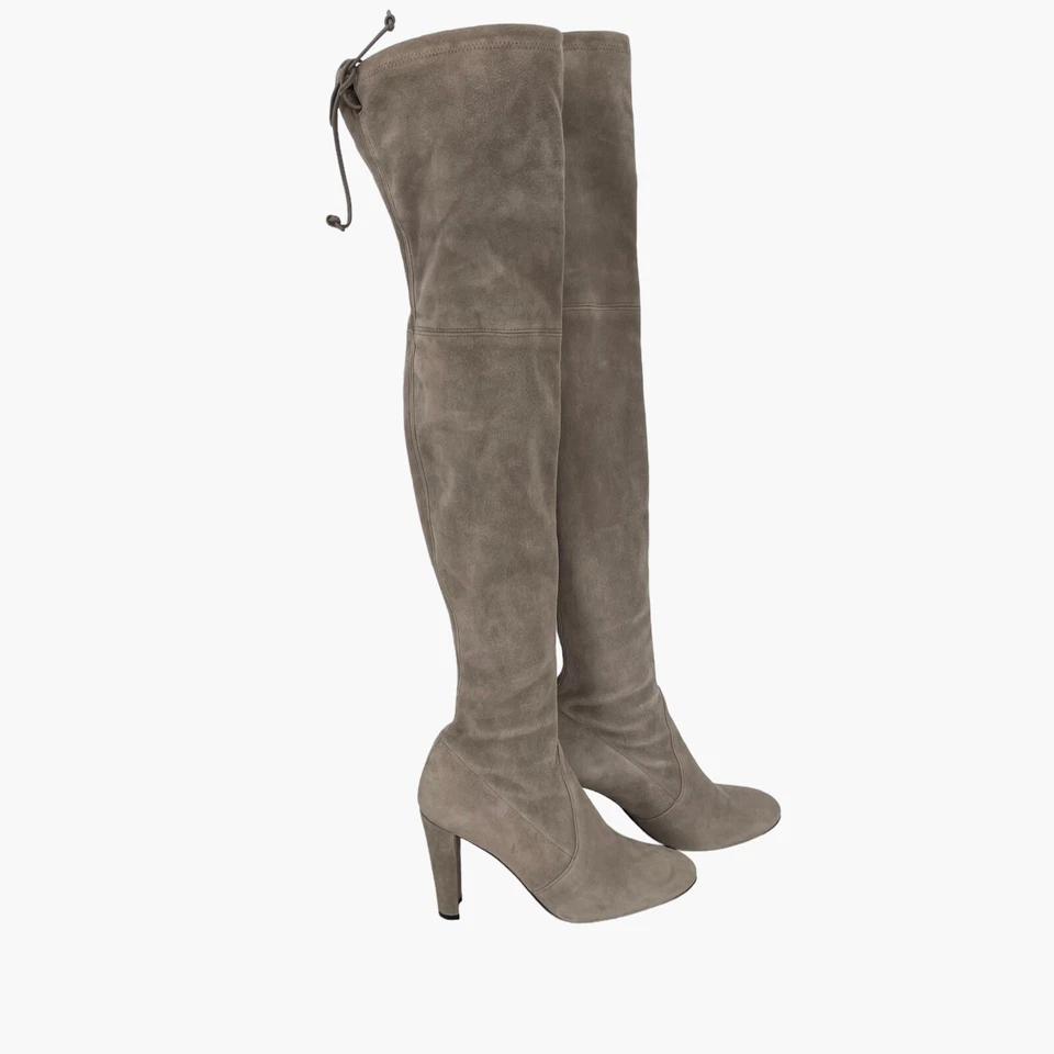 Bota Highland Stuart Weitzman Gris Gamuza Talla 7 Hasta el Muslo Foto 3 de 4