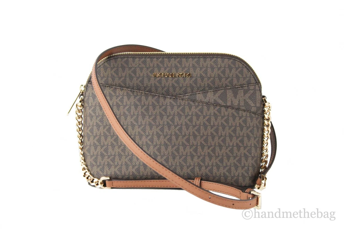 Michael Kors Jet Set Travel Medium Leather X Cross Dome Bag Crossbody Handbag